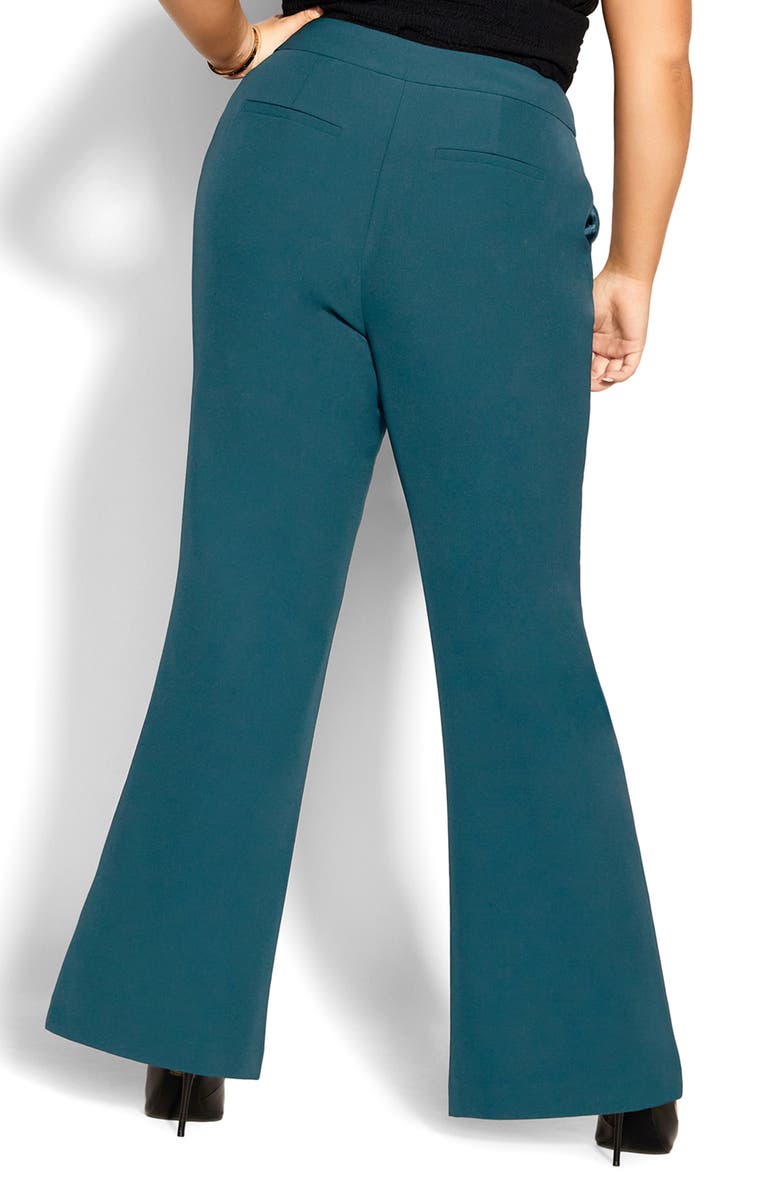 City Chic Vienna High Waist Flare Pants, Alternate, color, Jade