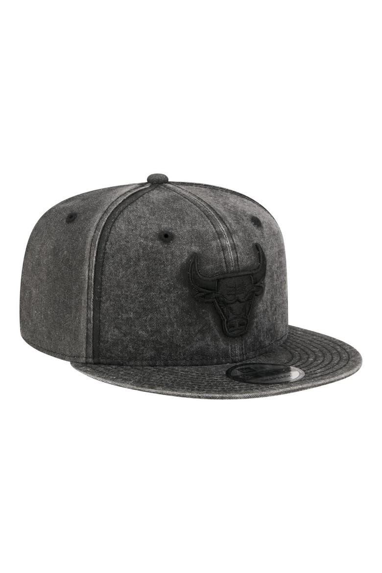 Men's New Era  Black Chicago Bulls Washed Tonal 9FIFTY Snapback Hat, Alternate, color, Black