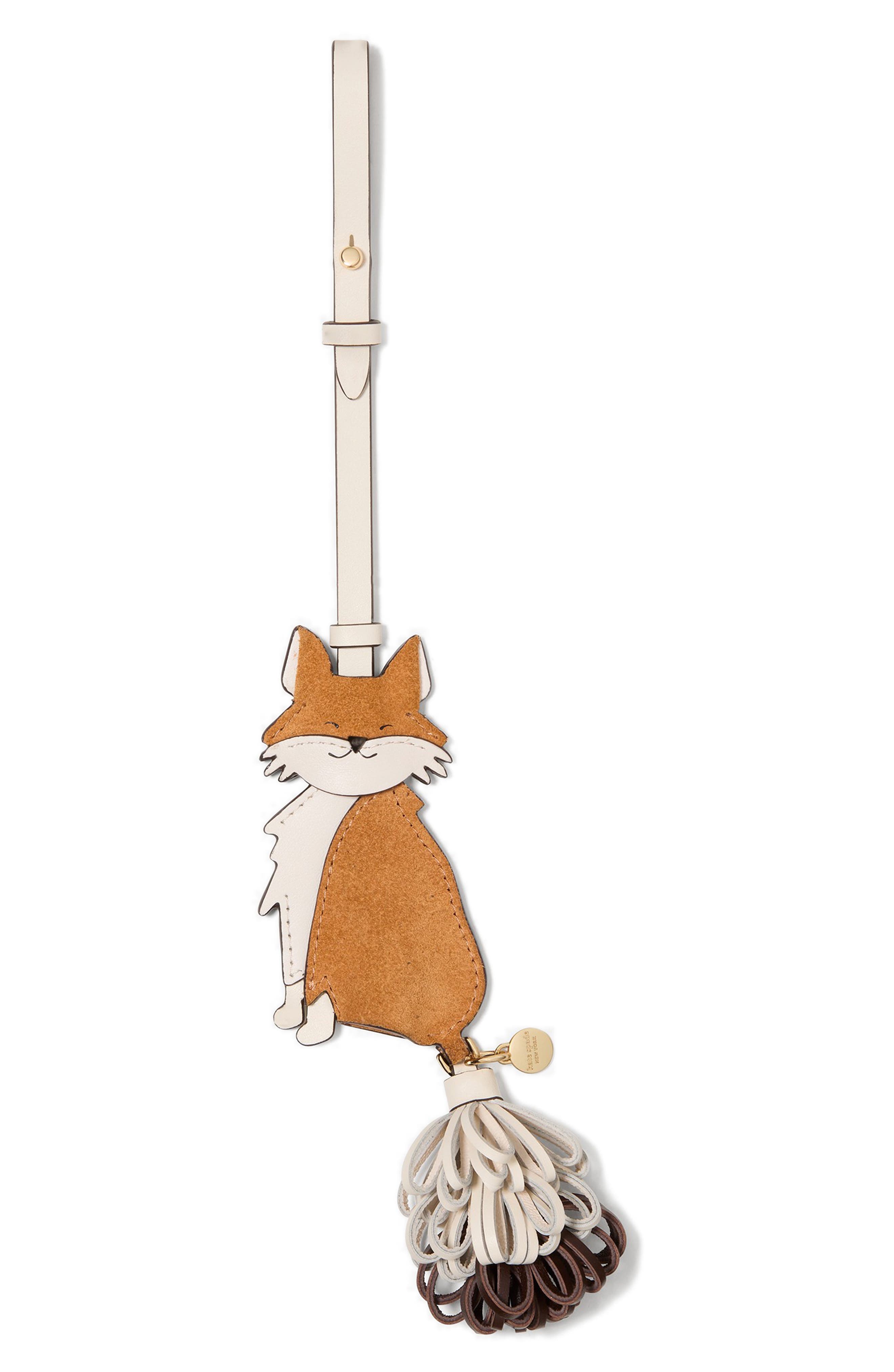 Kate Spade New York critters ginger fox bag charm, Main, color, Biscotti Multi