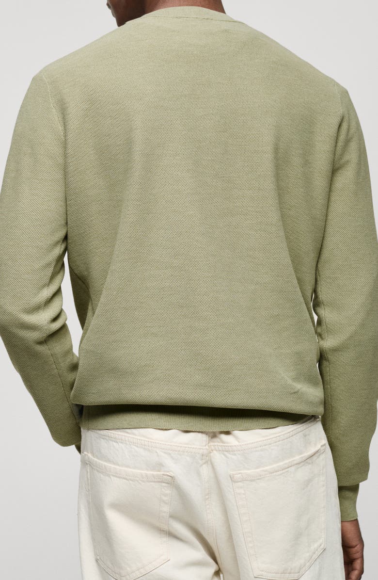 MANGO Microstructure Crewneck Sweater, Alternate, color, Green Apple