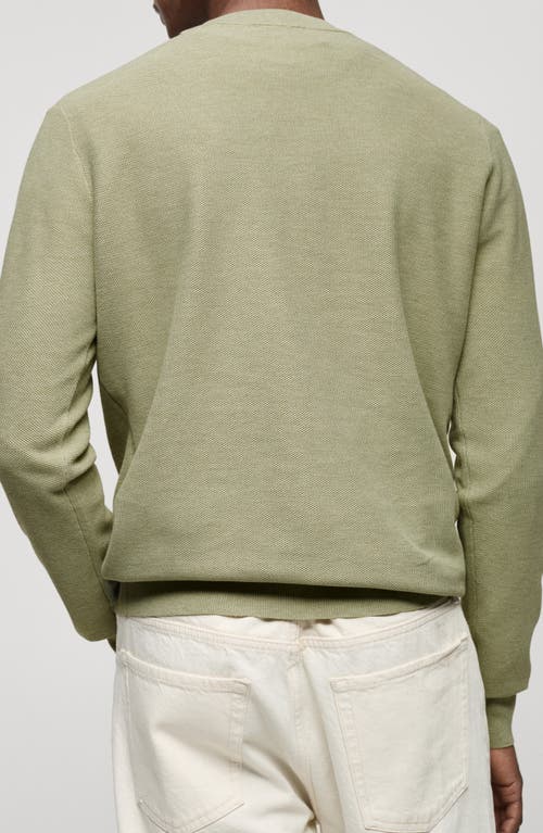Mango Microstructure Crewneck Sweater In Green Apple