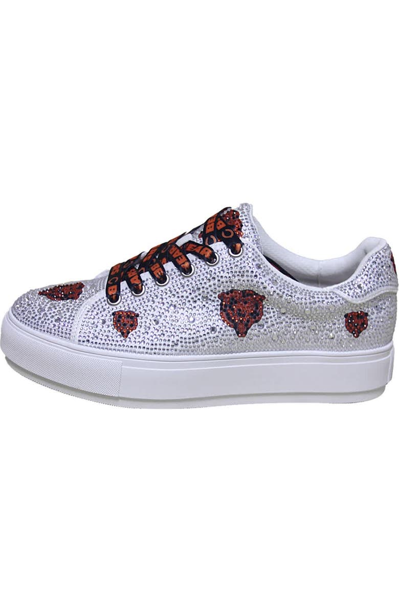 CUCE Women's Cuce White Chicago Bears Crystal Team Logo Sneakers, Alternate, color,