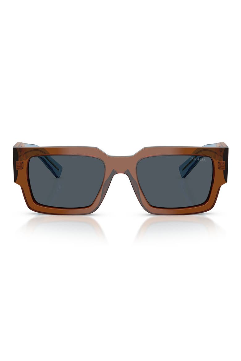 54mm Rectangular Sunglasses, Main, color, CHOCOLATE / DARK GREY