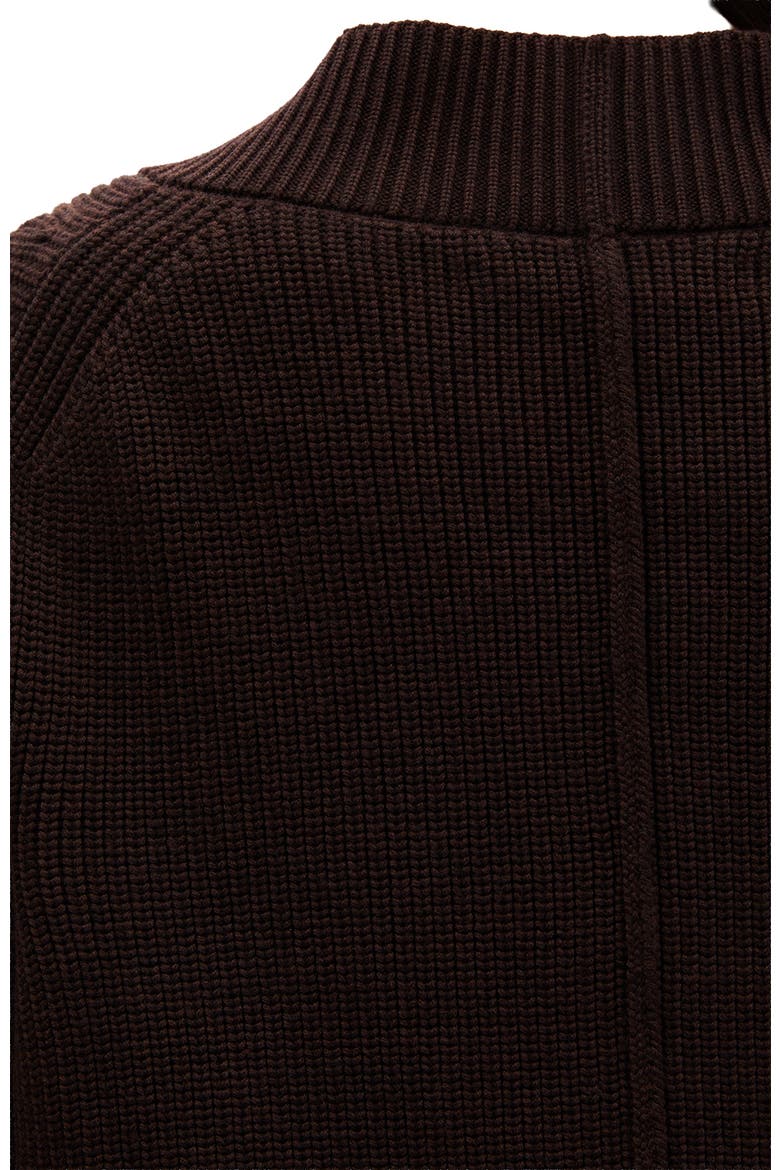 Rib Cropped Cardigan, Alternate, color, Chocolate