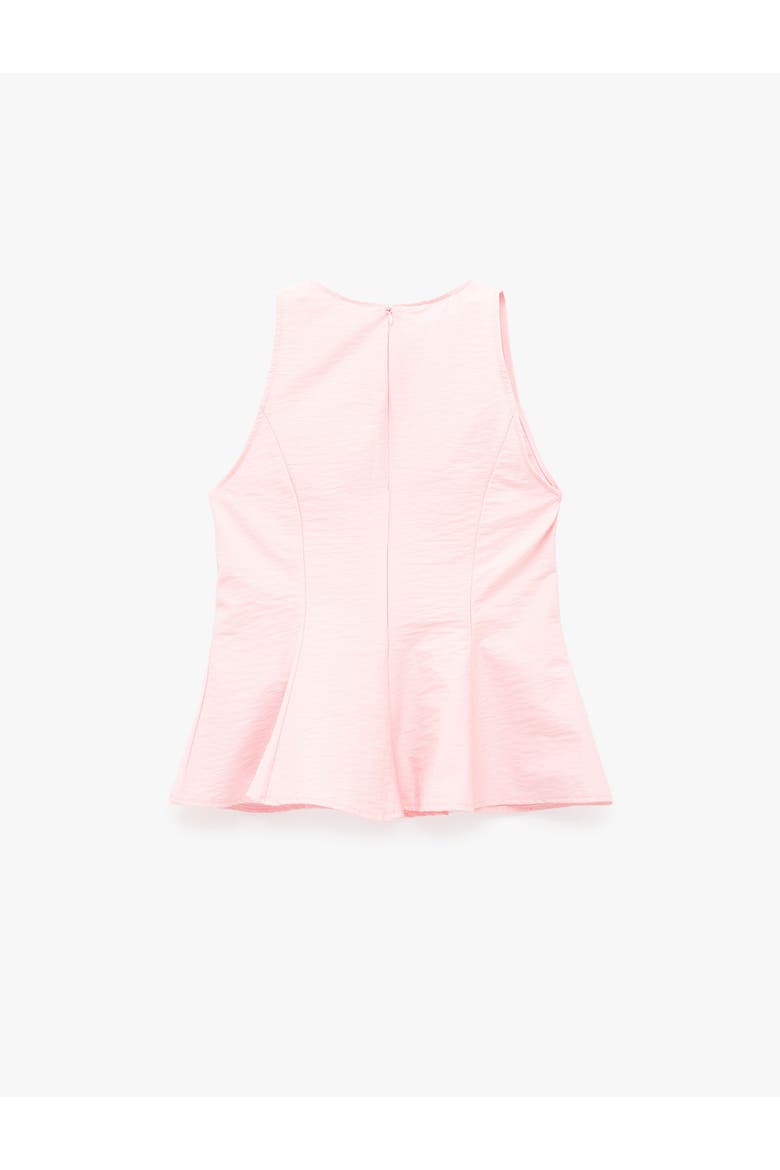 Crew Neck Sleeveless Peplum Top, Alternate, color, PINK