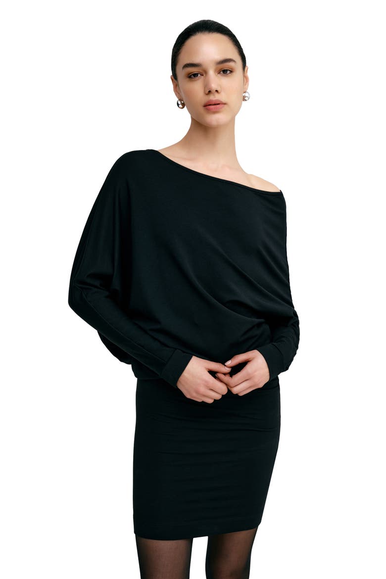 Beekman Sweatshirt Dress, Alternate, color, BLACK
