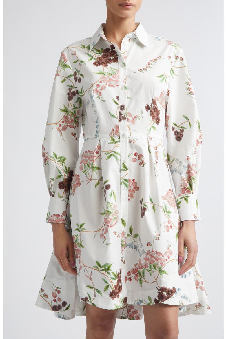Chintz Floral Long Sleeve Organic Cotton Poplin Shirtdress, Alternate, color, FRENCH CHINTZ MULTI WHITE