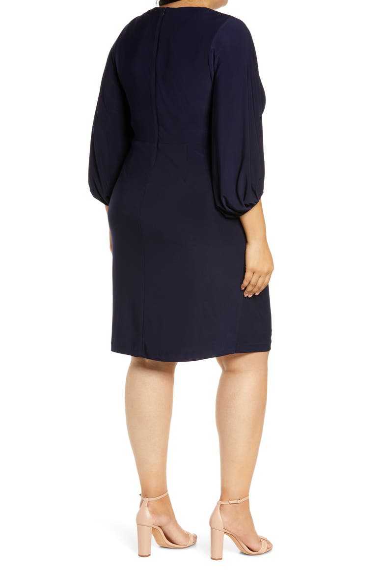 Wrap Front Cocktail Dress, Alternate, color, NAVY