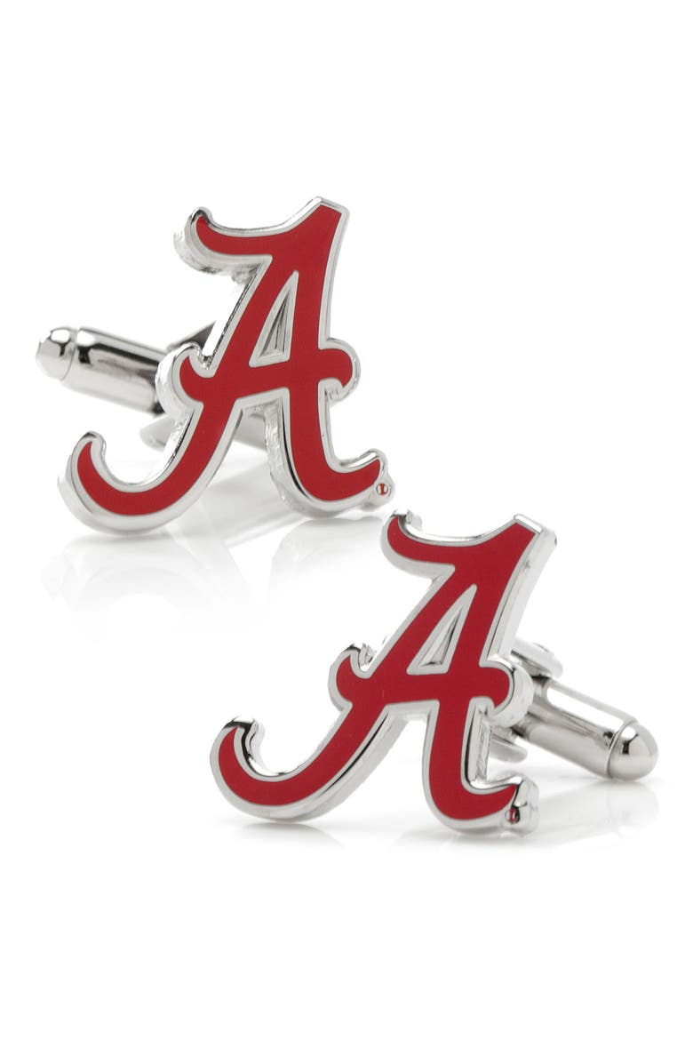 NCAA University of Alabama Crimson Tide Cuff Links, Main, color, CRIMSON/ SILVER