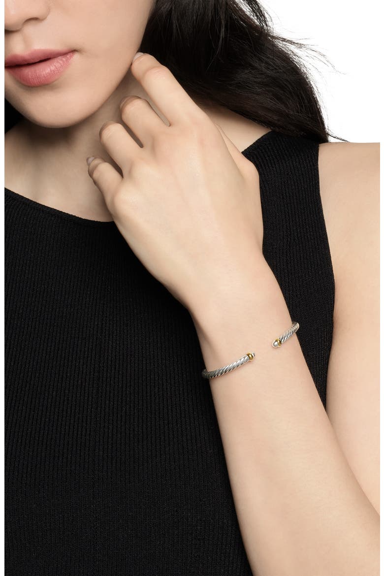 Cable Flex Bracelet in Sterling Silver with 14K Yellow Gold, 4mm, Alternate, color, STERLING SILVER/ GOLD