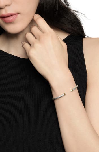 Cable Flex Bracelet in Sterling Silver with 14K Yellow Gold