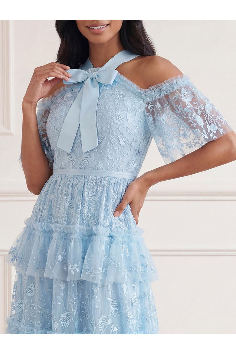 Primrose Tiered Maxi Gown, Alternate, color, Aqua