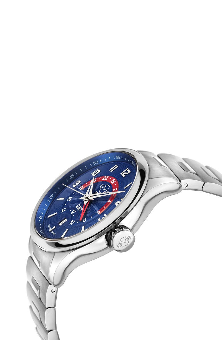 GEVRIL Men's Giromondo Blue Dial Bracelet Watch, 40mm, Alternate, color, Stainless Steel