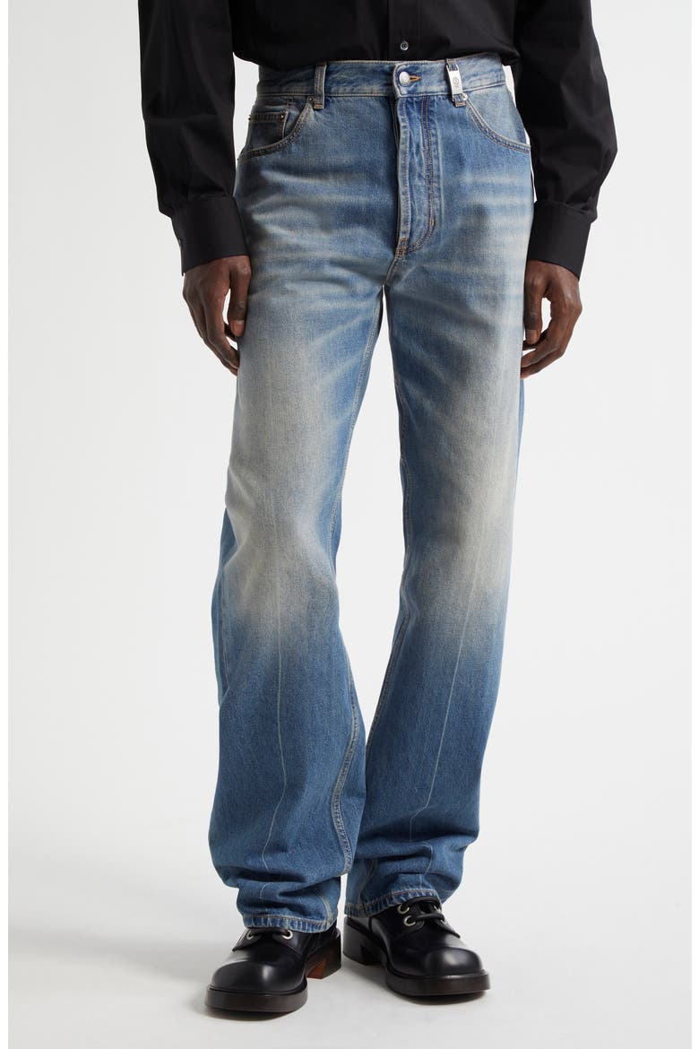 Skull Straight Leg Jeans, Main, color, BLUE WASHED