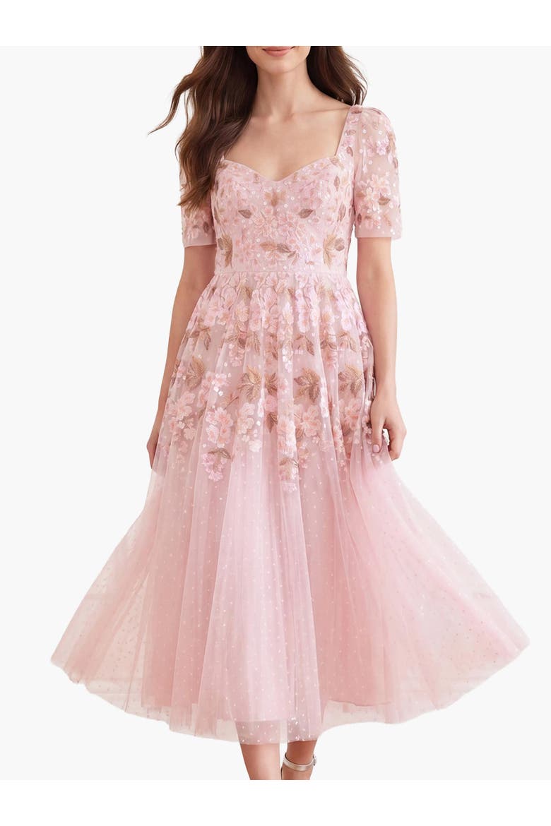 Wisteria Sweetheart Short Sleeve Dress, Alternate, color, Shell/Pink
