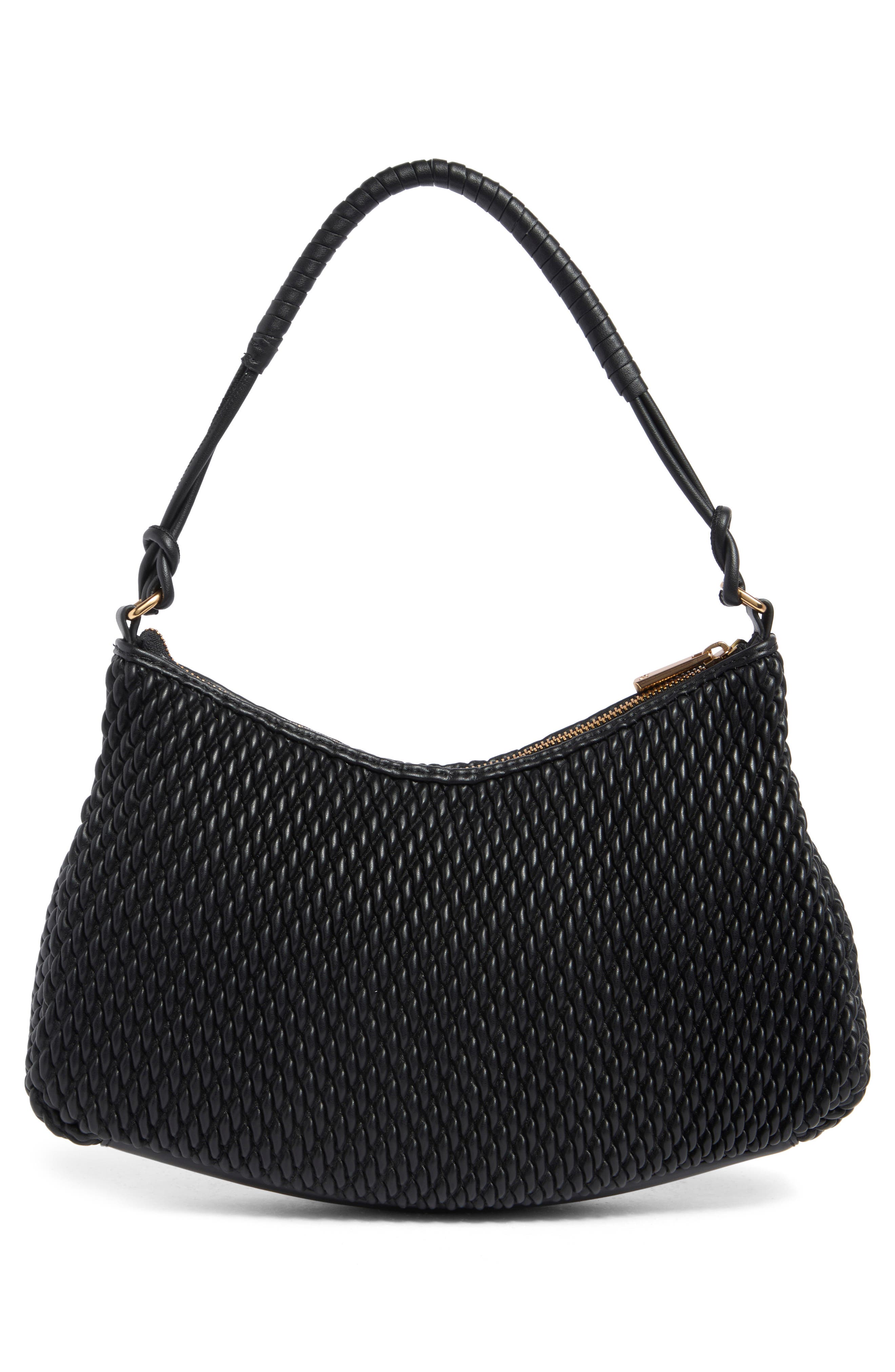 Sam Edelman Julia Quilted Recycled Leather Shoulder Bag, Alternate, color, Black