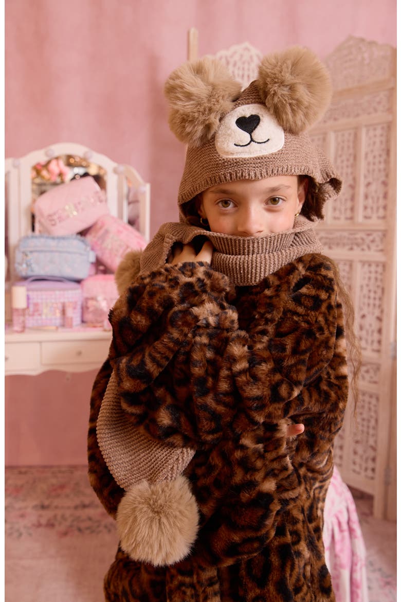 Kids' Winny Teddy Hoodie Scarf, Alternate, color, MOCHA