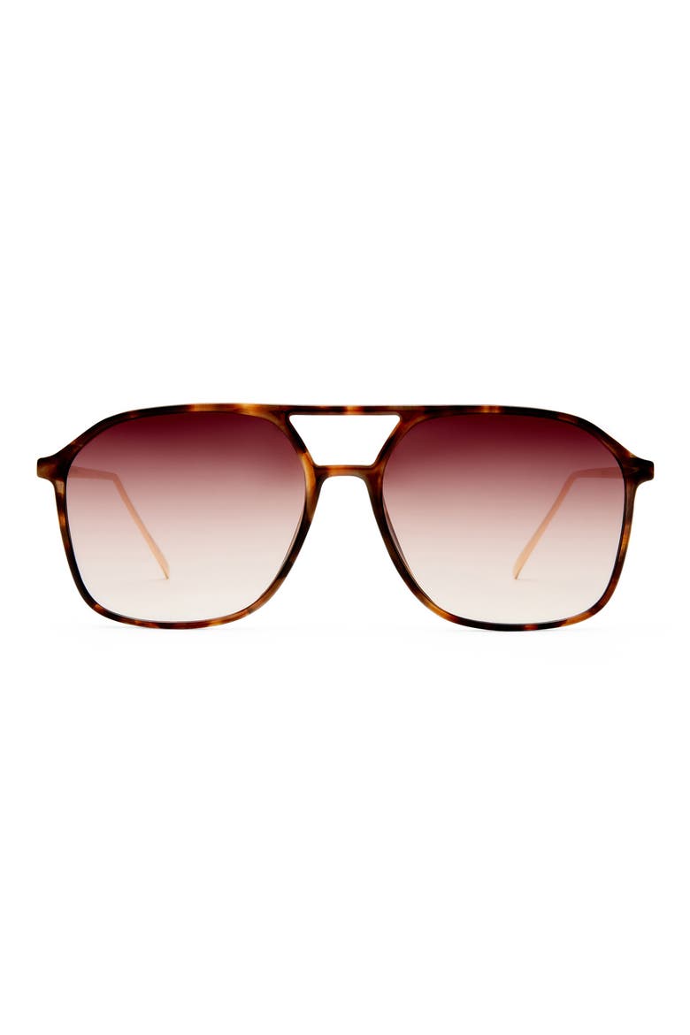 Cusp 55mm Aviator Sunglasses, Main, color, DARK TORT / GOLD / DARK BROWN