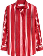 Madewell Stripe Oversize Cotton Poplin Button-Up Shirt