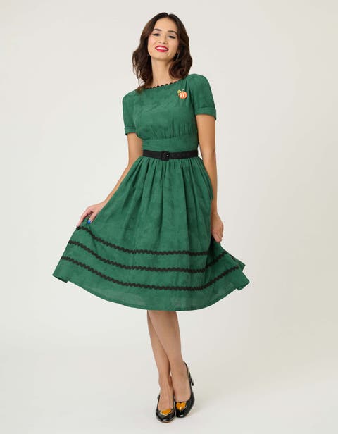 Boatneck Ricrac Swing Dress