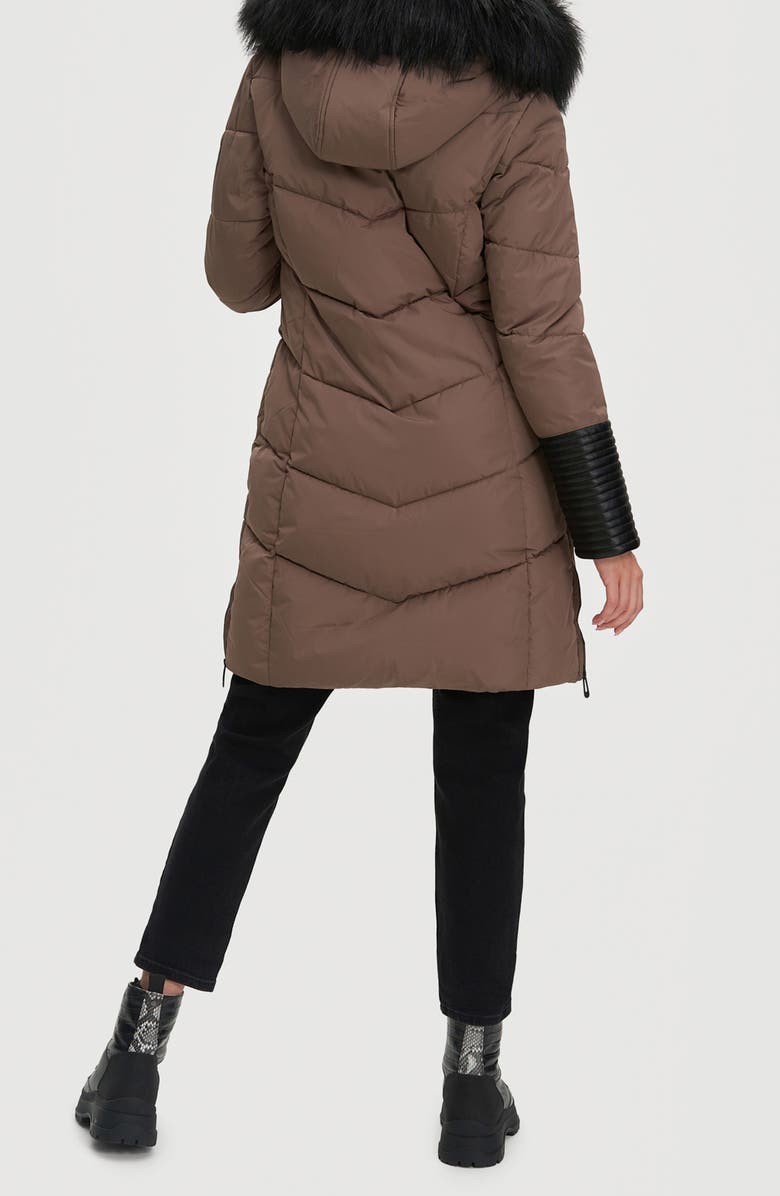 Noize Priya Water Resistant Mixed Media Parka with Faux Fur Trim, Alternate, color, Mocha