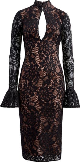 Pierette Long Sleeve Cotton Blend Cocktail Dress