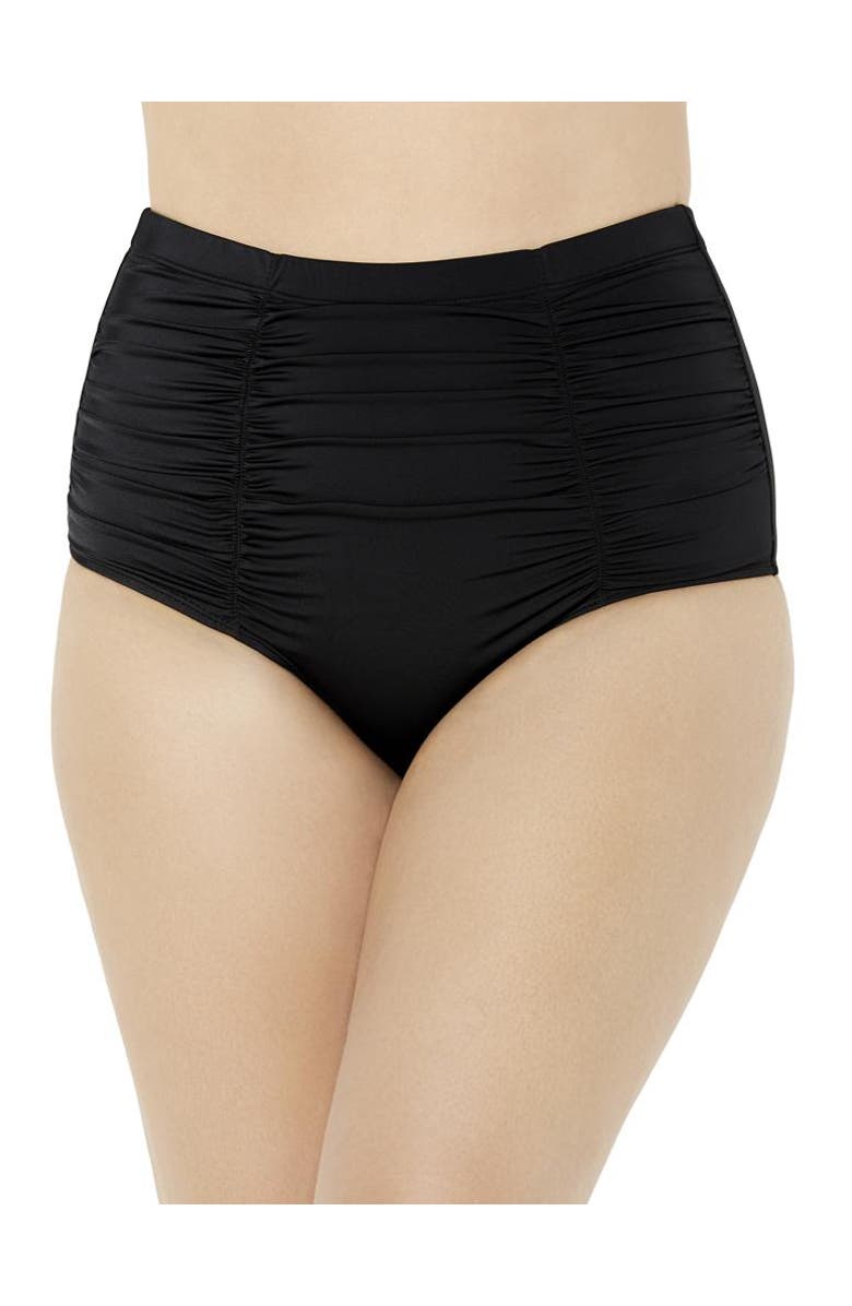Swimsuits for All Shirred High Waist Swim Brief, Main, color, Black