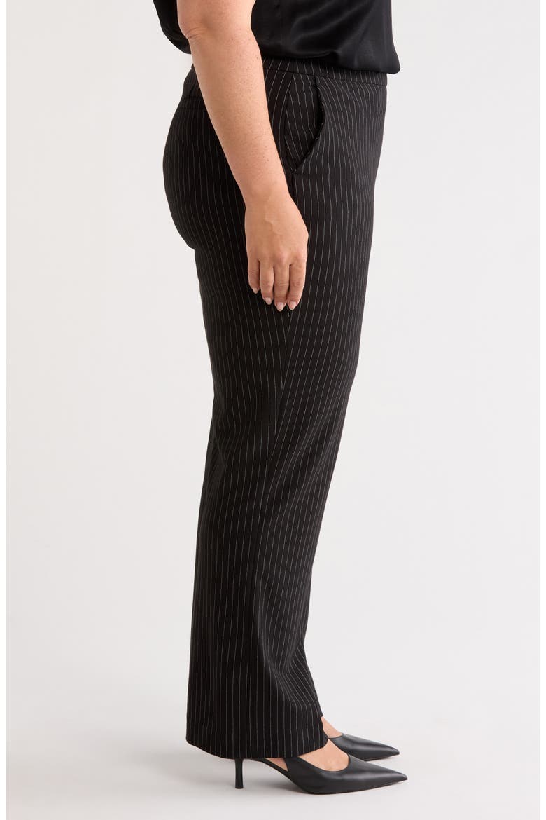 Pinstripe Pull-On Trousers, Alternate, color, ANNE BLACK/ WHITE DOVE