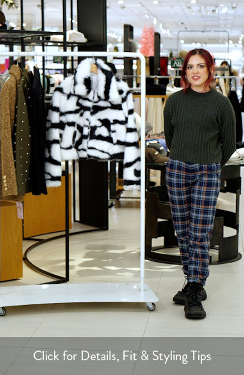 Abstract Print Faux Fur Jacket, sales video thumbnail