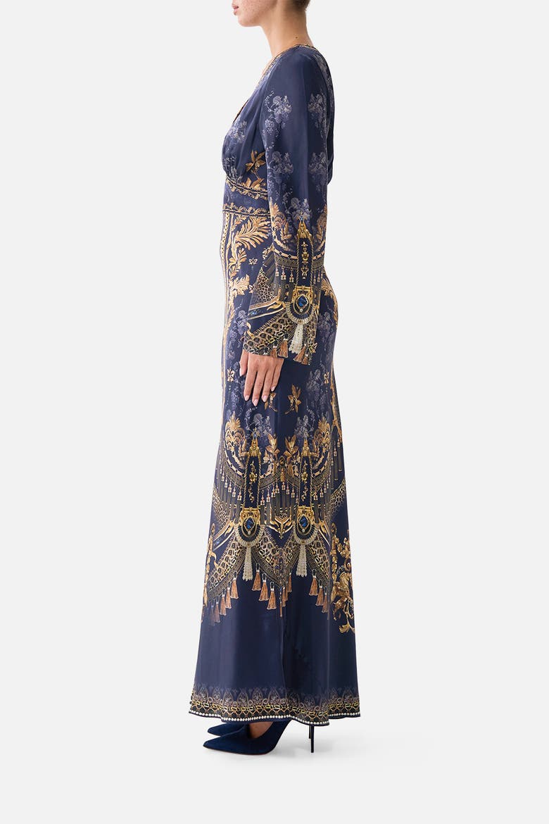 V Neck Dress With Flared Sleeve, Alternate, color, Cloaked In Baroque