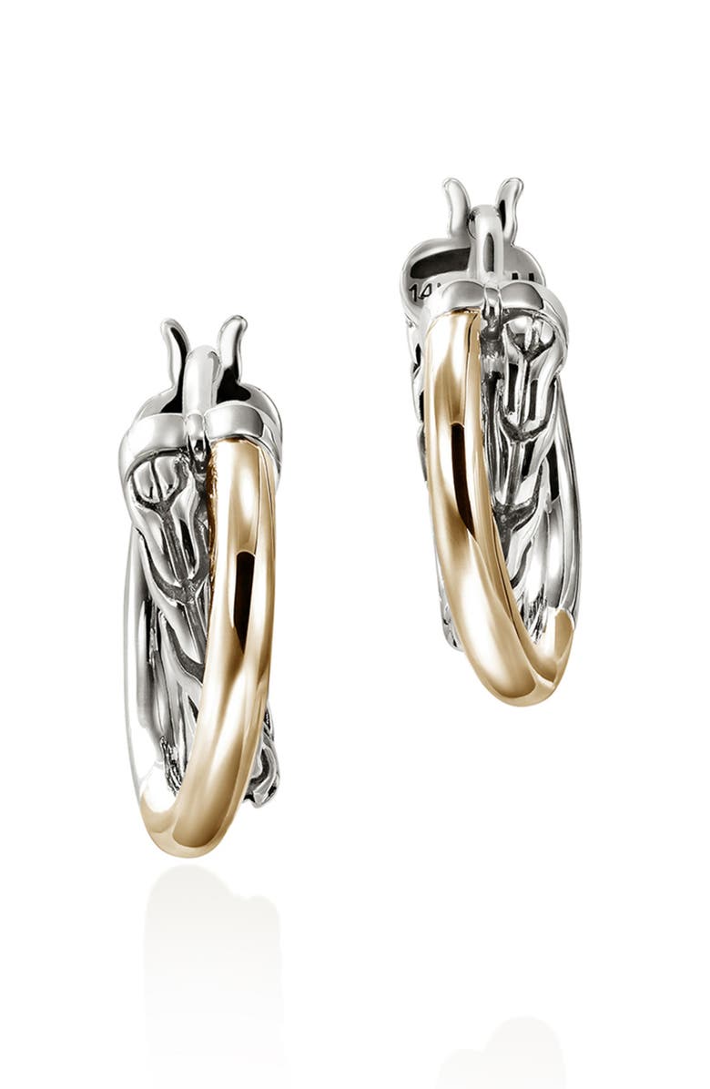 John Hardy JH Essentials Crossover Hoop Earrings, 15mm, Alternate, color, Silver/Gold