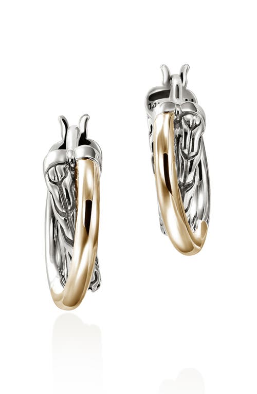 John Hardy Jh Essential Crossover Hoop Earring, Gold, Sterling Silver, 9.5mm In Multi
