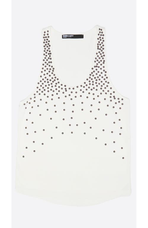 Bimba Y Lola Studded Sleeveless T-shirt In White