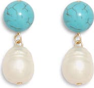 Petit Moments Sea Quartz & Faux Pearl Drop Earrings