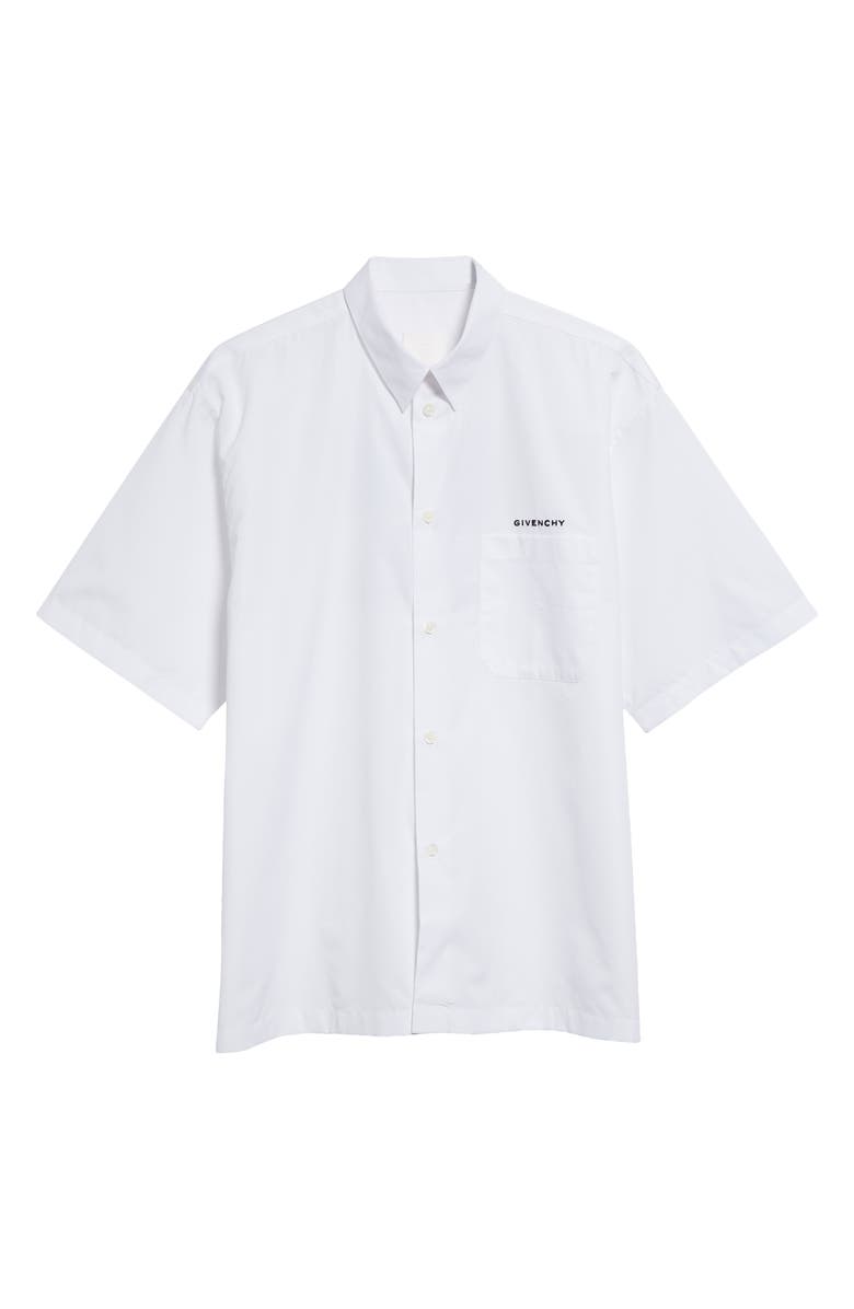 Givenchy Short Sleeve Cotton Poplin Button-Up Shirt, Alternate, color, 