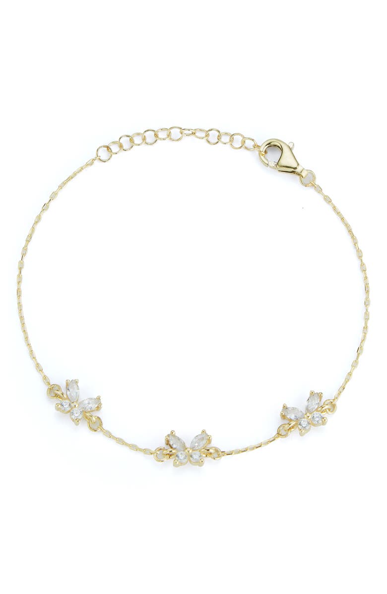 GLAZE JEWELRY Cubic Zirconia Butterfly Station Chain Bracelet, Main, color, Gold
