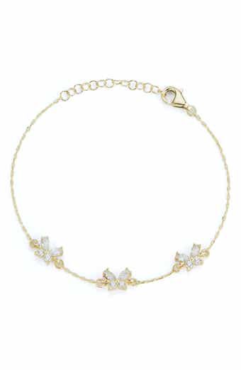 Cubic Zirconia Butterfly Station Chain Bracelet