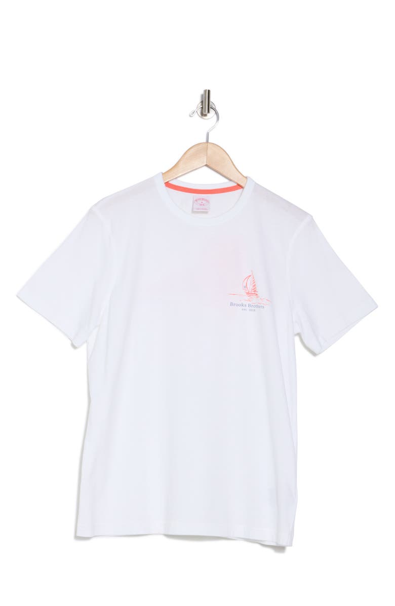 Brooks Brothers Bermuda Logo Graphic T-Shirt, Alternate, color, White Multi