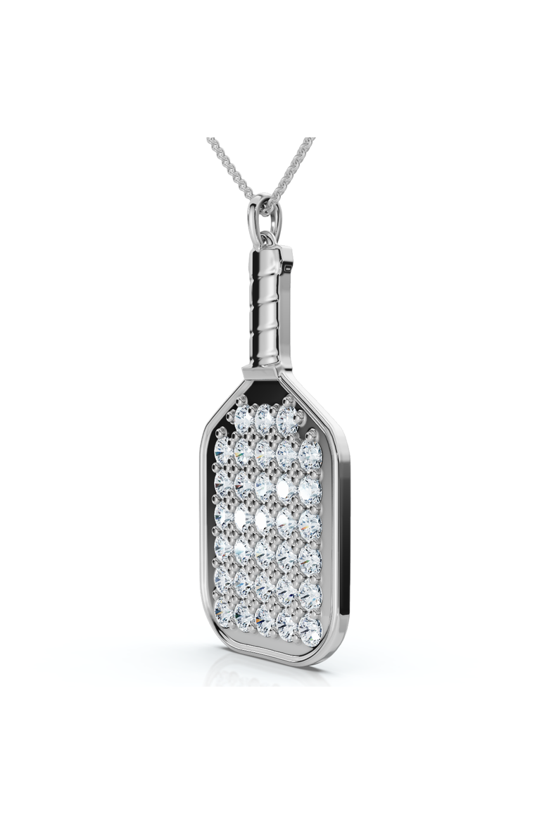 1Ct Diamond Studded Pickleball Paddle Pendant Necklace 10k Gold Lab Grown, Alternate, color, White Gold