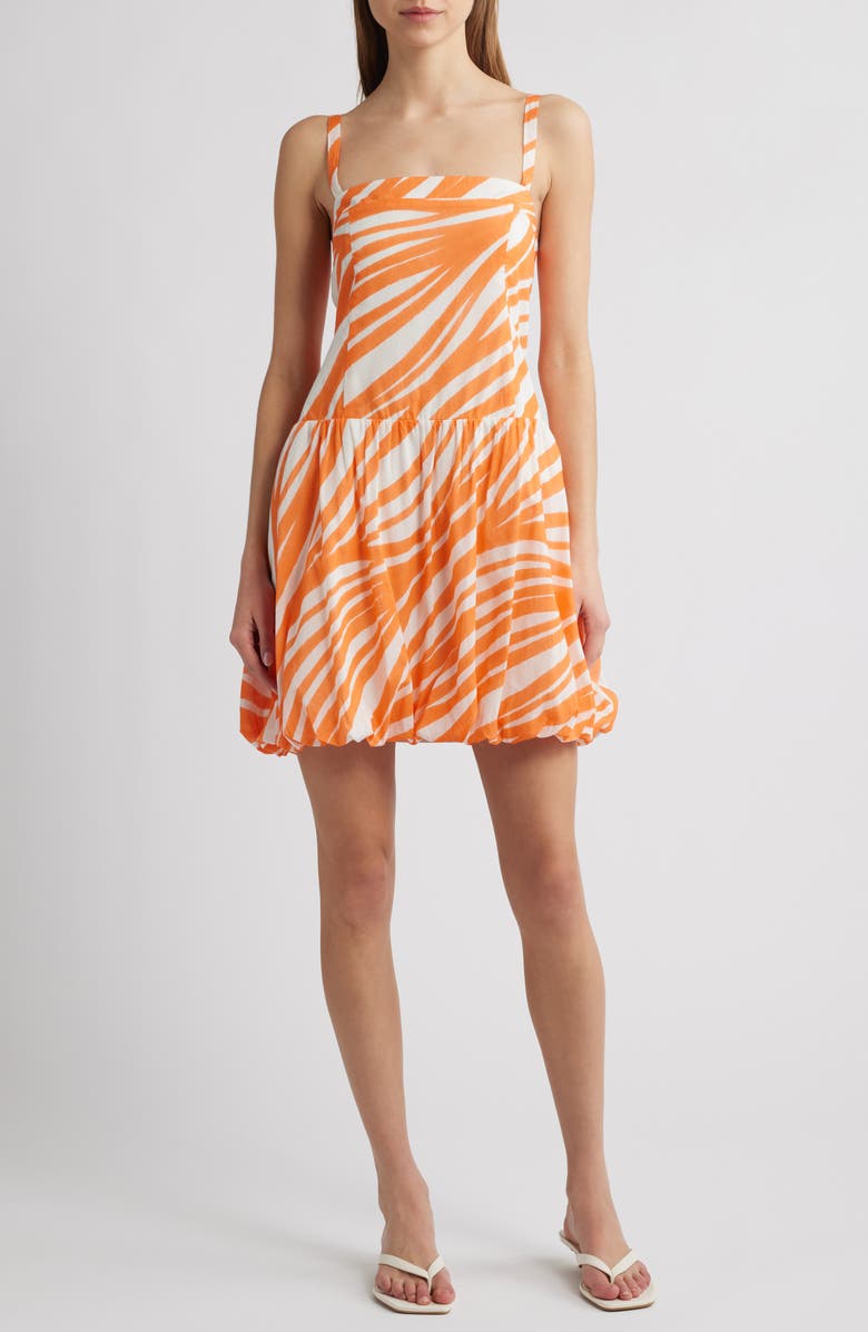 Du Paradis Prunella Bubble Hem Cotton Minidress, Main, color, Orange Aurora Wave