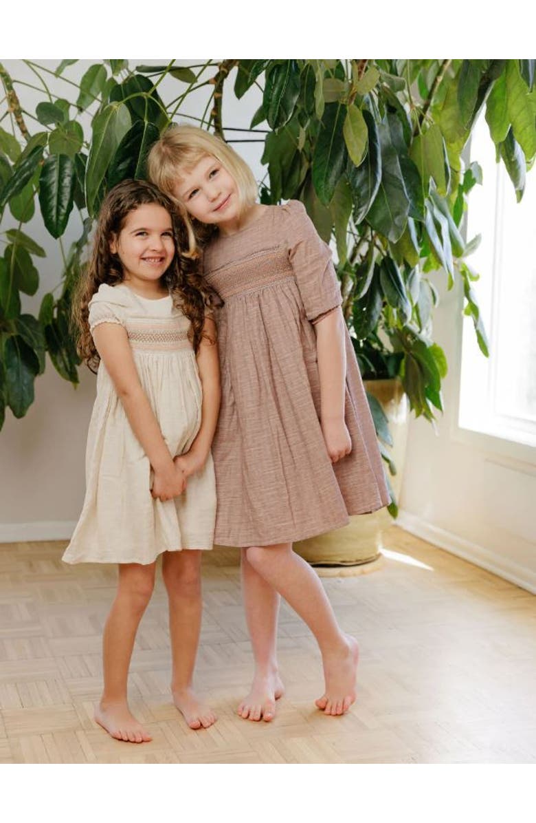 Ely's & Co. Looms Stitch Collection - Short Sleeve Linen Dress, Alternate, color, Natural