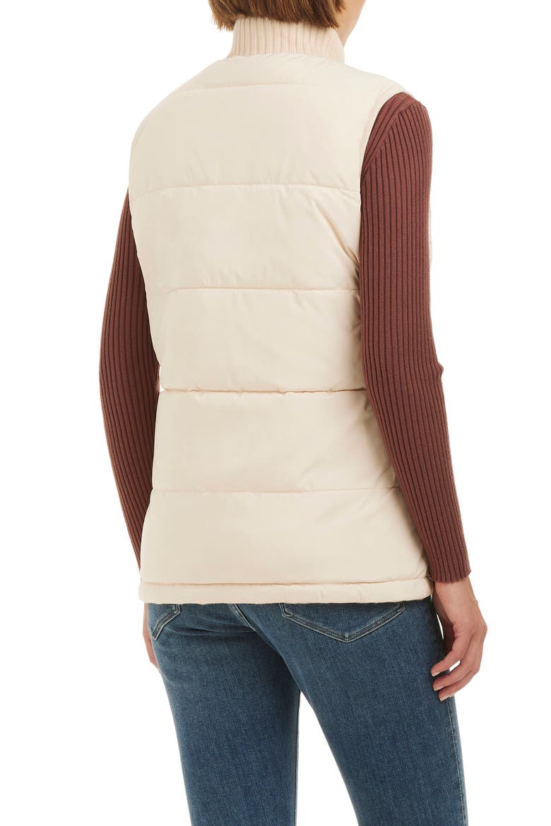 Reversible Zip Cable Stitch & Puffer Vest, Alternate, color, VANILLA LATTE