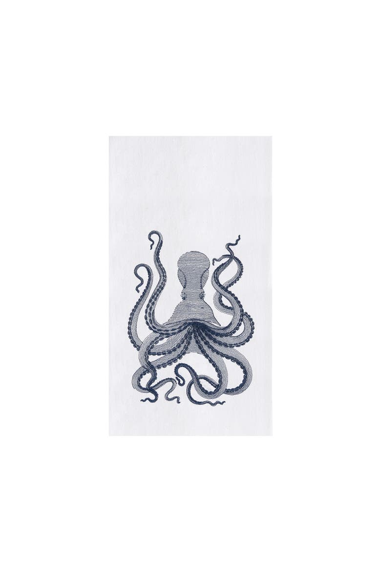 Blue Octopus Flour Sack Kitchen Towel Dishtowel, Main, color, Blue
