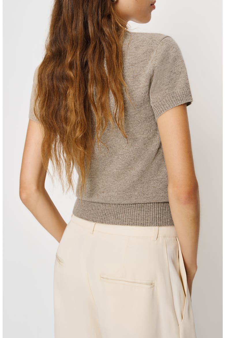 Darcy Cashmere Short Sleeve Sweater, Alternate, color, OATMEAL