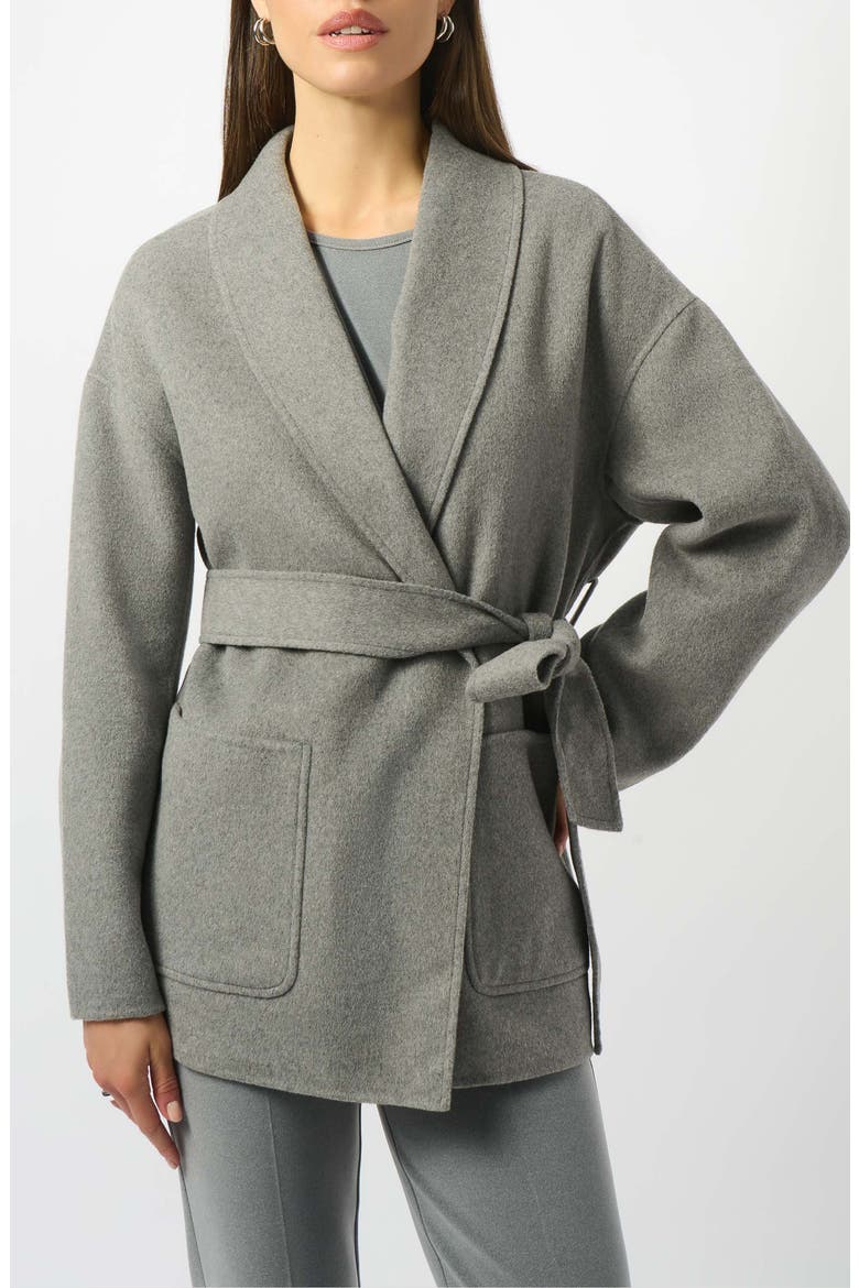 Belted Wool Blend Coat, Main, color, LIGHT GREY