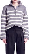 English Factory Stripe Half Zip Sweater