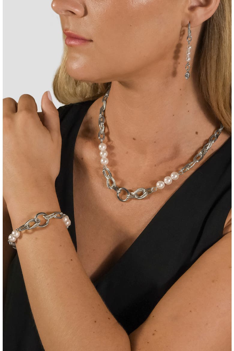 Ivanna Earrings, Bracelet & Necklace Set, Alternate, color, SILVER
