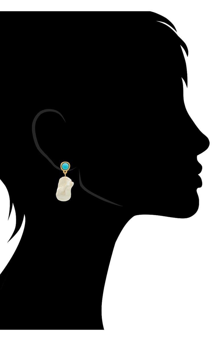 RIVKA FRIEDMAN 18K Gold Plated Turquoise & Faux Pearl Drop Earrings, Alternate, color, Pearl / Turquoise