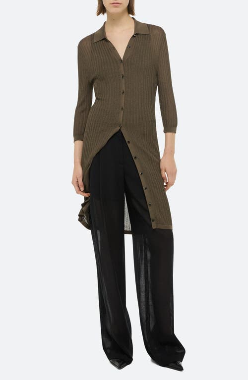 Helmut Lang Longline Pointelle Dress In Cognac