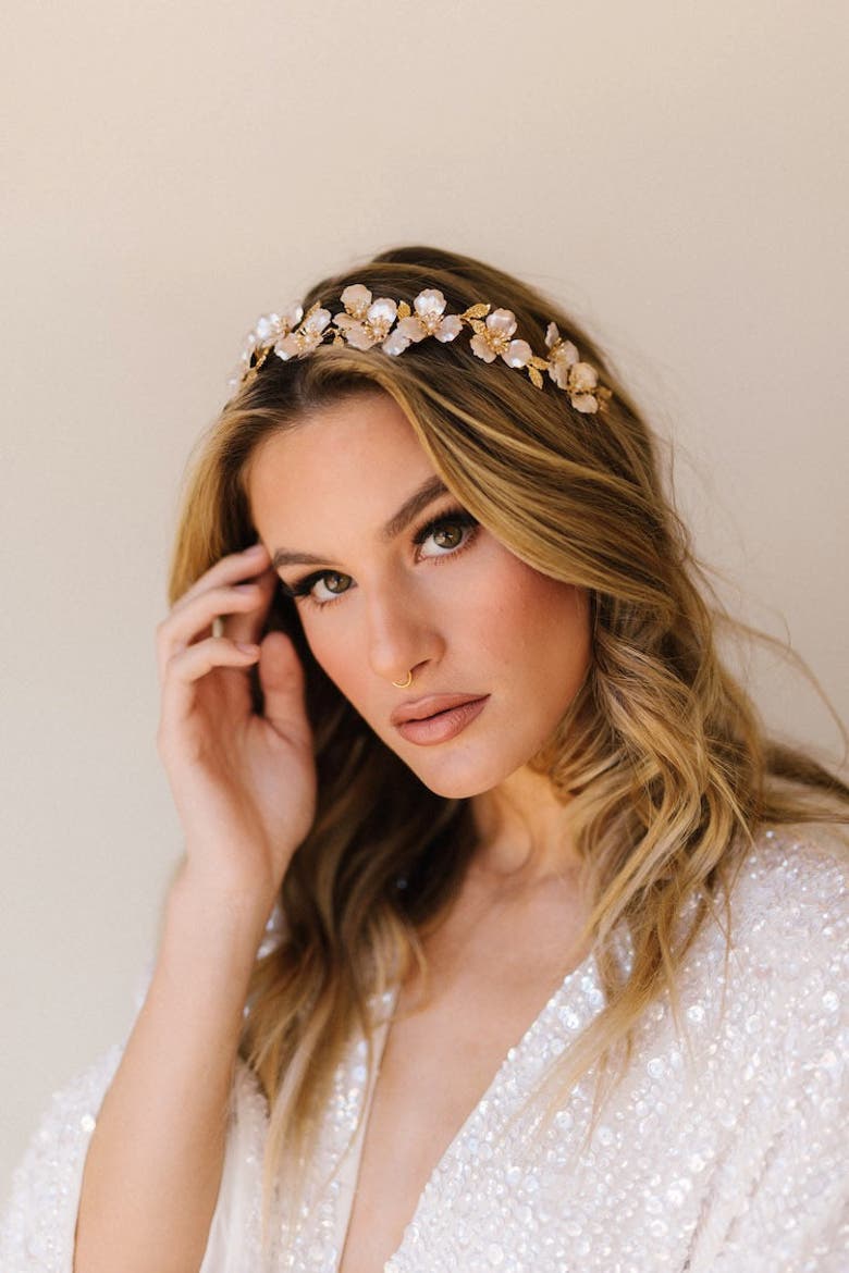 Tatum Bridal Headpiece, Alternate, color, Gold